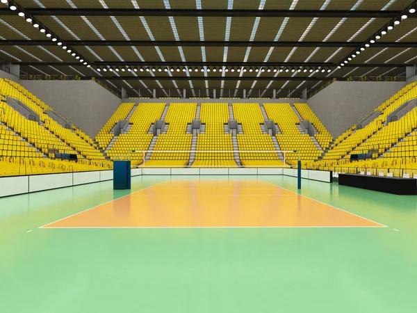 Belle arène moderne de volley-ball avec sièges jaunes et boîtes VIP pour quinze mille fans — Photo