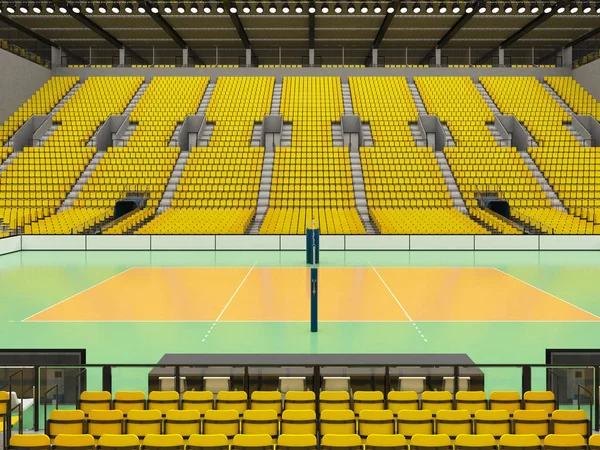 Belle arène moderne de volley-ball avec sièges jaunes et boîtes VIP pour quinze mille fans — Photo