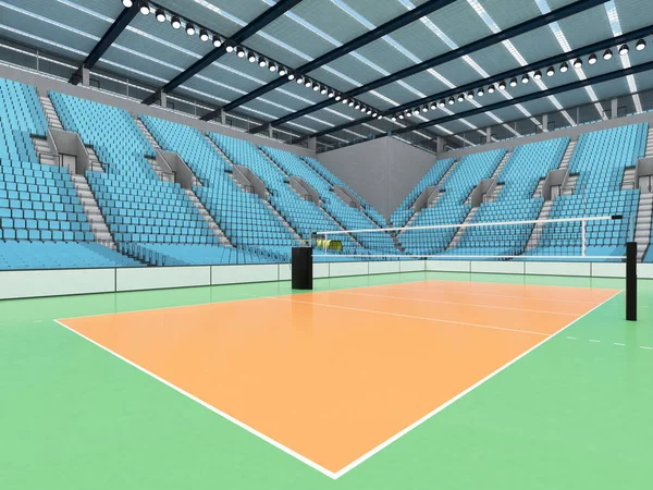 Mooie moderne volleybal arena met hemelsblauw zitplaatsen en VIP-vakken voor vijftien duizend fans — Stockfoto