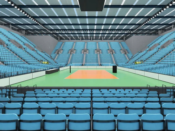 Belle arène moderne de volley-ball avec des sièges bleu ciel et des boîtes VIP pour quinze mille fans — Photo