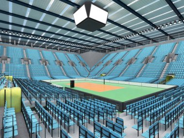 Gökyüzü mavi koltuklar ve VIP kutuları on beş bin hayranları için güzel modern Voleybol arena