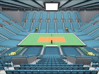Gökyüzü mavi koltuklar ve VIP kutuları on beş bin hayranları için güzel modern Voleybol arena