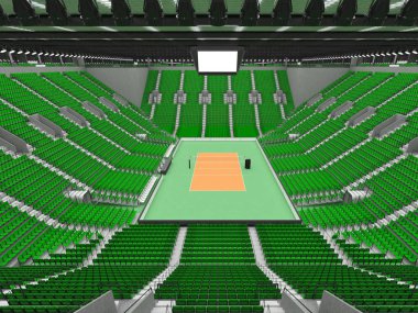 Güzel modern Voleybol arena yeşil koltuklar ve VIP kutuları on beş bin hayranları için