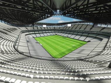 Güzel modern futbol - Futbol Stadyumu ile siyah sandalye ve VIP kutuları elli bin hayranları için
