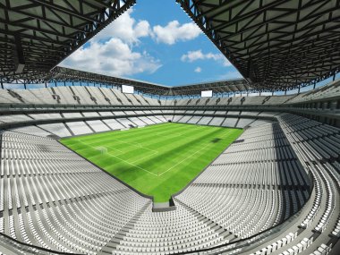 Güzel modern futbol - Futbol Stadyumu ile siyah sandalye ve VIP kutuları elli bin hayranları için