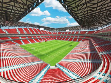 Güzel modern futbol - Futbol Stadyumu ile kırmızı sandalye ve VIP kutuları elli bin hayranları için