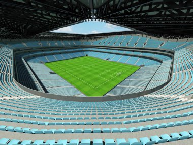 Güzel modern futbol - Futbol Stadyumu ile gökyüzü mavi sandalye ve VIP kutuları elli bin hayranları için