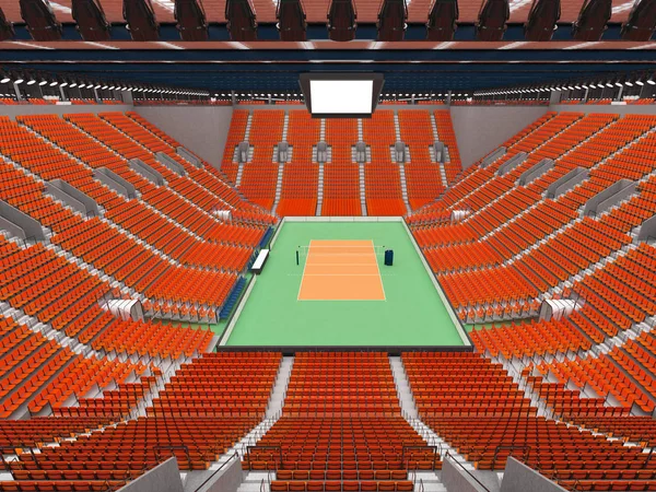 Belle arène moderne de volley-ball avec des sièges orange et des boîtes VIP pour quinze mille fans — Photo