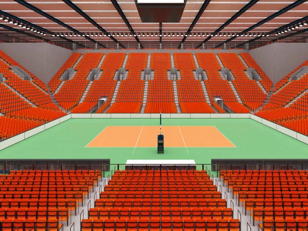 Bella moderna arena di pallavolo con sedili arancioni e scatole VIP per quindicimila fan — Foto Stock