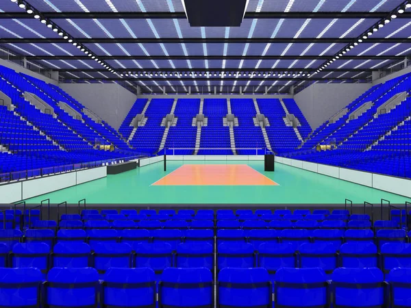 Bella moderna arena da pallavolo con sedili blu e scatole VIP per quindicimila tifosi — Foto Stock
