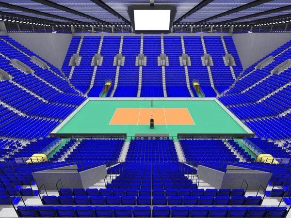Güzel modern Voleybol arena mavi koltuklar ve VIP kutuları on beş bin hayranları için