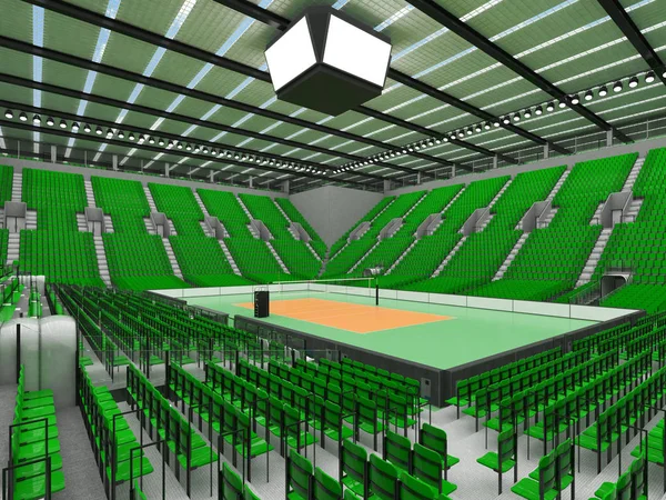 Belle arène moderne de volley-ball avec des sièges verts et des boîtes VIP pour quinze mille fans — Photo