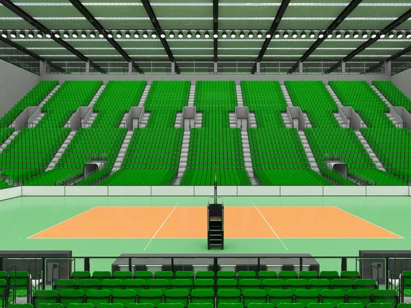 Bella moderna arena da pallavolo con sedili verdi e scatole VIP per quindicimila tifosi — Foto Stock