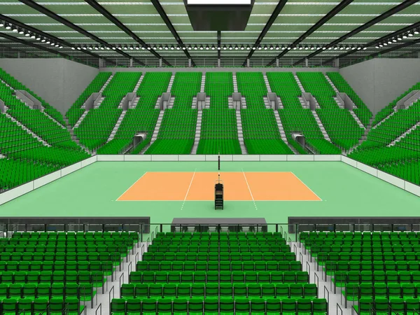 Bella moderna arena da pallavolo con sedili verdi e scatole VIP per quindicimila tifosi — Foto Stock