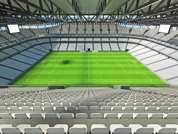 Mooie moderne voetbal - voetbalstadion met zwarte stoelen en VIP-vakken voor vijftig duizend fans — Stockfoto