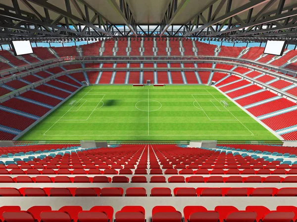Hermoso fútbol moderno - estadio de fútbol con sillas rojas y cajas VIP para cincuenta mil aficionados —  Fotos de Stock