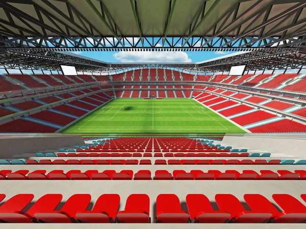 Belo futebol moderno - estádio de futebol com cadeiras vermelhas e caixas VIP para cinquenta mil fãs — Fotografia de Stock