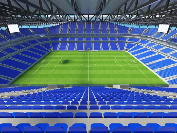 Schönes modernes Fußballstadion mit blauen Stühlen und Vip-Logen für fünfzigtausend Fans — Stockfoto