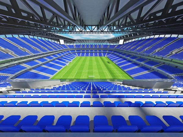 Belo futebol moderno - estádio de futebol com cadeiras azuis e caixas VIP para cinquenta mil fãs — Fotografia de Stock