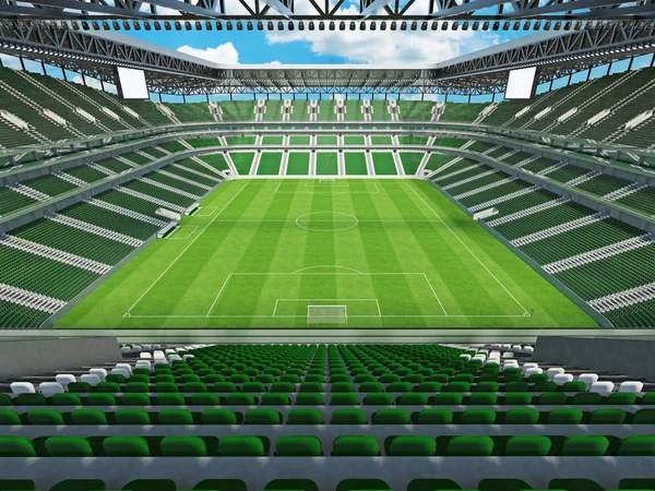Όμορφο μοντέρνο ποδόσφαιρο - γήπεδο ποδοσφαίρου με Vip boxes για πενήντα χιλιάδες οπαδούς και πράσινο καρέκλες — Φωτογραφία Αρχείου