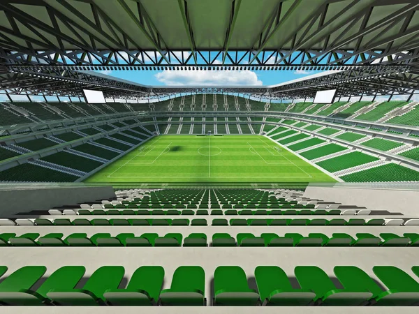 Όμορφο μοντέρνο ποδόσφαιρο - γήπεδο ποδοσφαίρου με Vip boxes για πενήντα χιλιάδες οπαδούς και πράσινο καρέκλες — Φωτογραφία Αρχείου