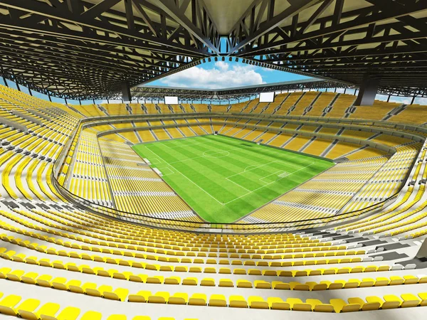 Bellissimo stadio di calcio moderno con sedie gialle e scatole VIP per cinquantamila tifosi — Foto Stock