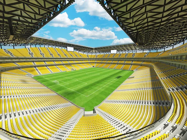 Όμορφο μοντέρνο ποδόσφαιρο - γήπεδο ποδοσφαίρου με κίτρινο καρέκλες και Vip boxes για πενήντα χιλιάδες οπαδούς — Φωτογραφία Αρχείου