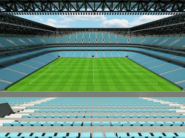 Hermoso fútbol moderno - estadio de fútbol con sillas azul cielo y cajas VIP para cincuenta mil fans —  Fotos de Stock