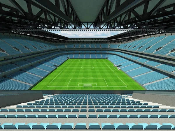 Belo futebol moderno - estádio de futebol com cadeiras azul céu e caixas VIP para cinquenta mil fãs — Fotografia de Stock
