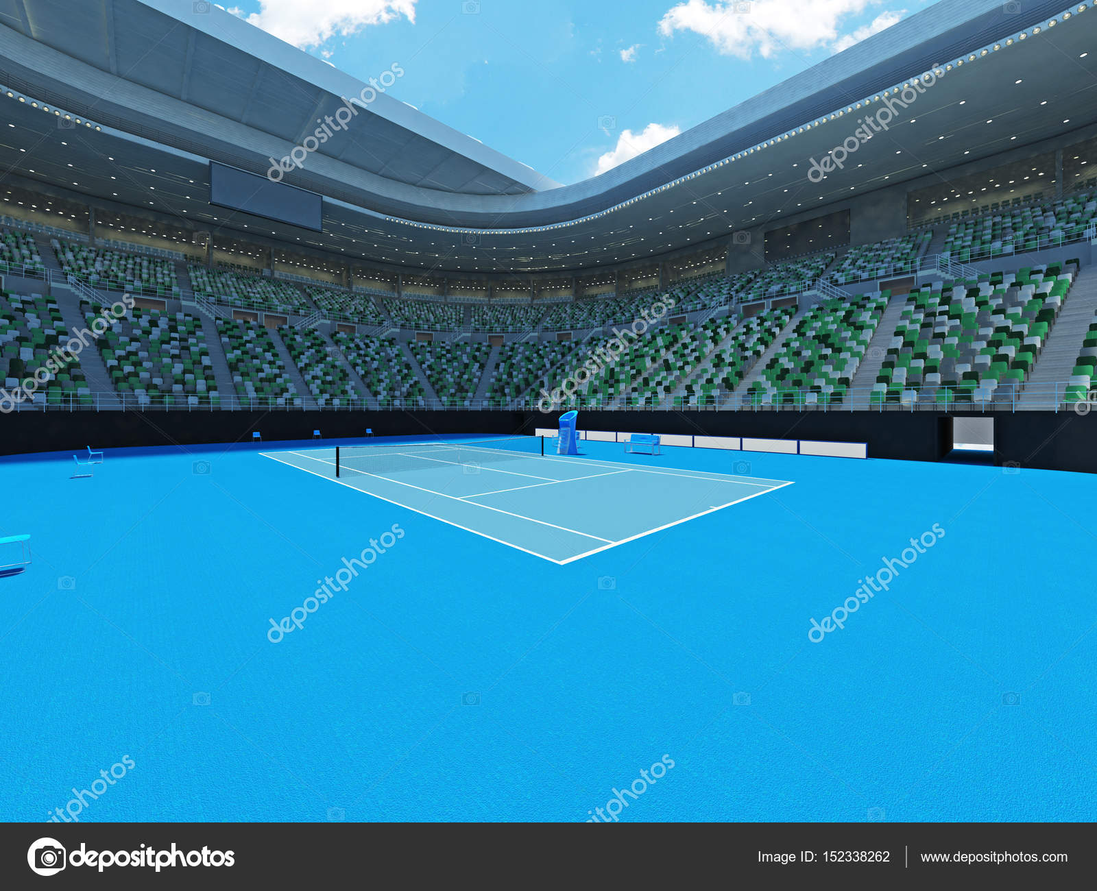 Beautiful Modern Tennis Hard Court Grand Slam Lookalike Stadium