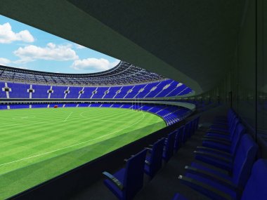 Güzel modern yuvarlak Avustralya Kuralları Futbol Stadyumu ile mavi sandalye ve VIP kutuları elli bin hayranları için