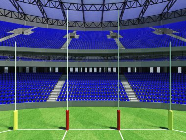 Güzel modern yuvarlak Avustralya Kuralları Futbol Stadyumu ile mavi sandalye ve VIP kutuları elli bin hayranları için