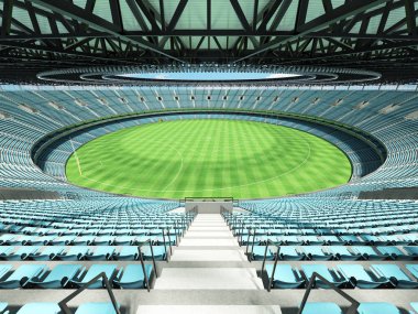 Güzel modern Avustralya Kuralları Futbol Stadyumu ile gökyüzü mavi sandalye ve VIP kutuları elli bin hayranları için yuvarlak