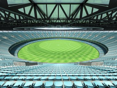 Güzel modern Avustralya Kuralları Futbol Stadyumu ile gökyüzü mavi sandalye ve VIP kutuları elli bin hayranları için yuvarlak