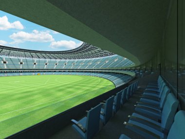 Güzel modern Avustralya Kuralları Futbol Stadyumu ile gökyüzü mavi sandalye ve VIP kutuları elli bin hayranları için yuvarlak