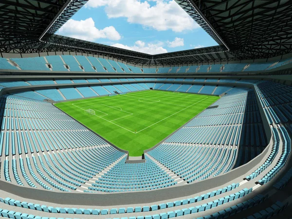 Hermoso fútbol moderno - estadio de fútbol con sillas azul cielo y cajas VIP para cincuenta mil fans — Foto de Stock