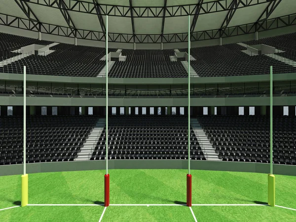 Hermoso moderno redondo australiano reglas estadio de fútbol con sillas negras y cajas VIP para cincuenta mil fans —  Fotos de Stock