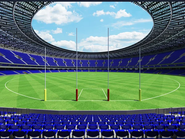 Hermoso moderno redondo australiano reglas estadio de fútbol con sillas azules y cajas VIP para cincuenta mil fans —  Fotos de Stock