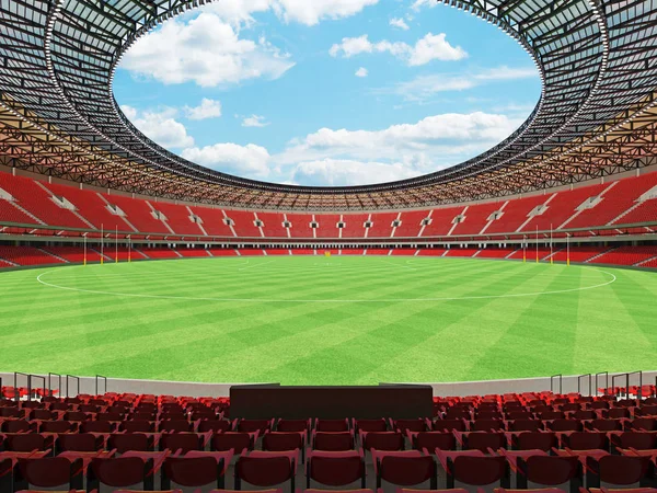 Hermoso moderno redondo australiano reglas estadio de fútbol con sillas rojas y cajas VIP para cincuenta mil fans —  Fotos de Stock