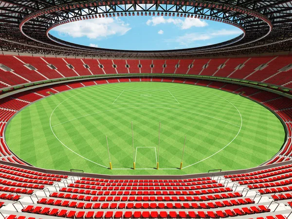 Hermoso moderno redondo australiano reglas estadio de fútbol con sillas rojas y cajas VIP para cincuenta mil fans —  Fotos de Stock