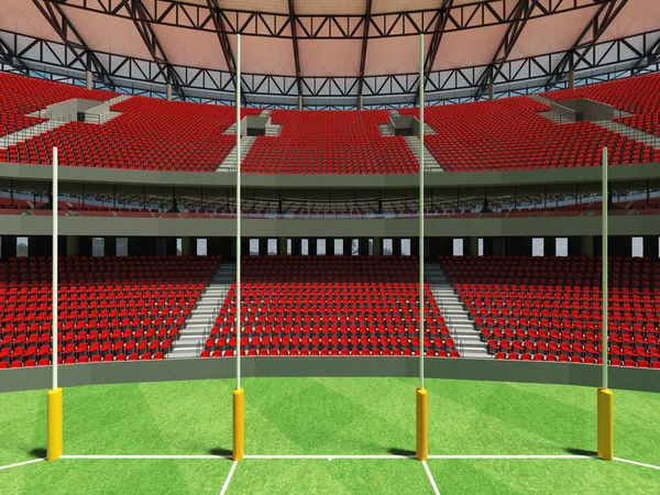 Hermoso moderno redondo australiano reglas estadio de fútbol con sillas rojas y cajas VIP para cincuenta mil fans —  Fotos de Stock