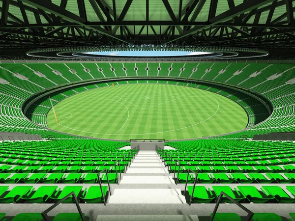 Hermoso moderno redondo australiano reglas estadio de fútbol con sillas verdes y cajas VIP para cincuenta mil fans —  Fotos de Stock