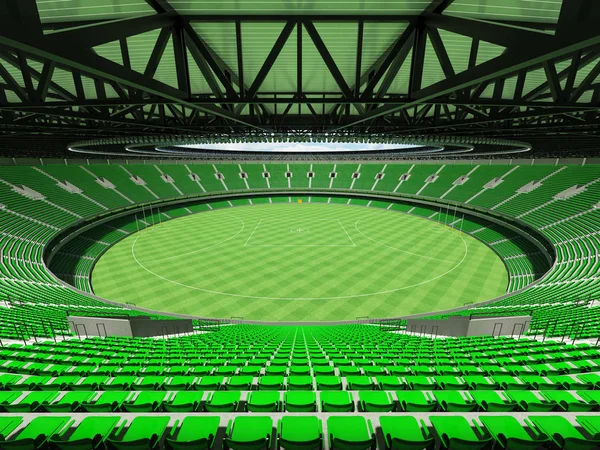 Красиві сучасних навколо стадіону Австралійський футбол з зеленим стільці і Vip прапорці п'ятдесят тисяч уболівальників — стокове фото