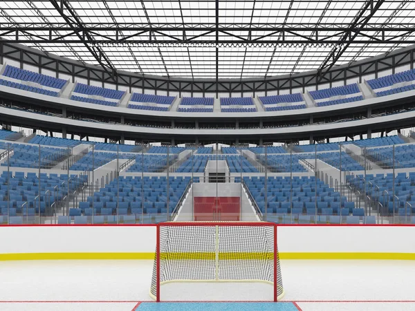 Buz hokeyi mavi koltuk VIP kutuları cam çatı ve projektörler için elli bin hayranları için güzel modern spor arena