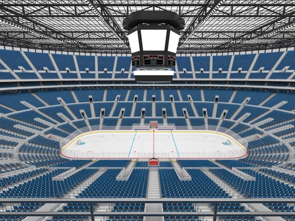 Buz hokeyi mavi koltuk VIP kutuları cam çatı ve projektörler için elli bin hayranları için güzel modern spor arena