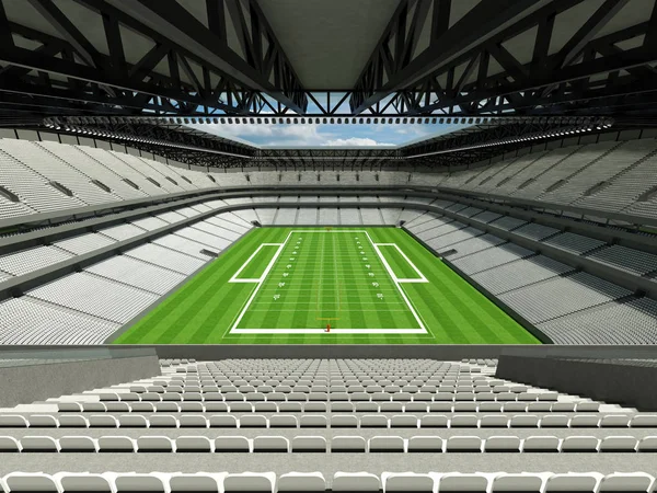 Hermoso estadio de fútbol americano moderno con asientos blancos y cajas VIP para cincuenta mil aficionados —  Fotos de Stock