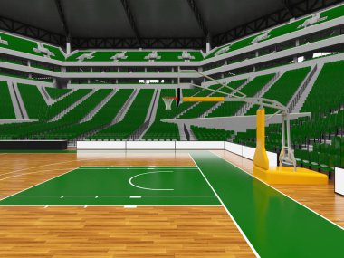 Basketbol yeşil koltuklar ve VIP kutuları için yirmi bin hayranları için güzel modern spor arena