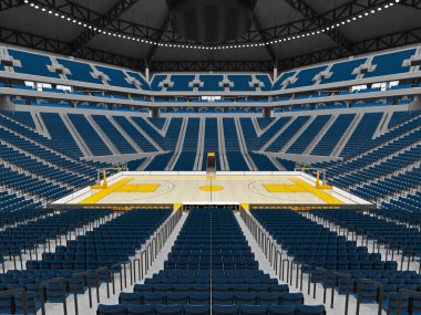 Mavi koltuklar ile basketbol için güzel modern spor arena 