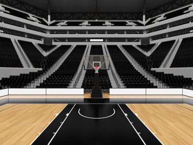 Siyah koltuk ile basketbol için güzel modern spor arena