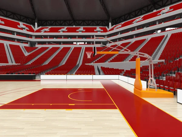 Bonita arena esportiva moderna para basquete com assentos vermelhos e caixas vip para vinte mil fãs — Fotografia de Stock